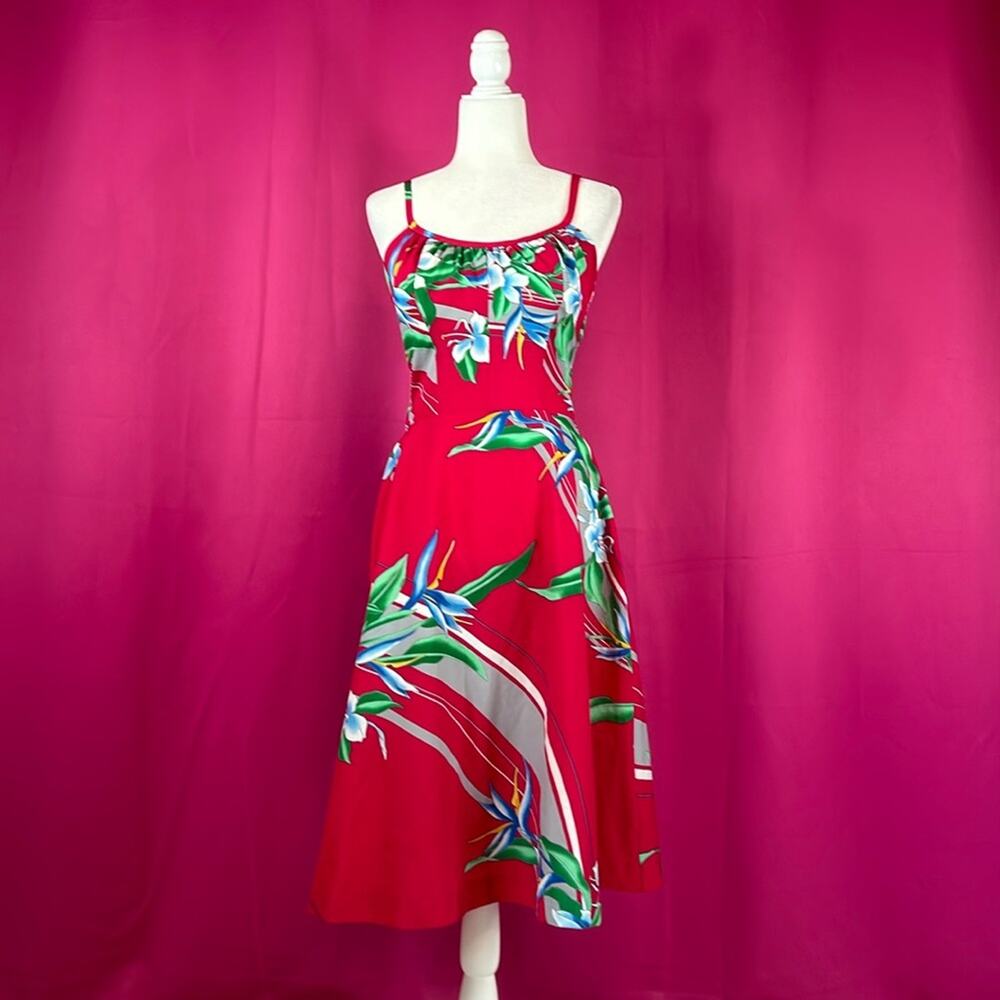 Vintage 70s Sand Pebble of Hawaii fit and flare midi dress,‎ size 14